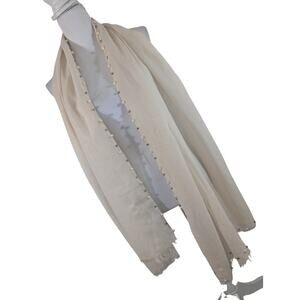 DELICATELY GORGEOUS PALE PINK+ SILVER METALLIC GLINTS, PEARL/SILVER BEAD SCARF!